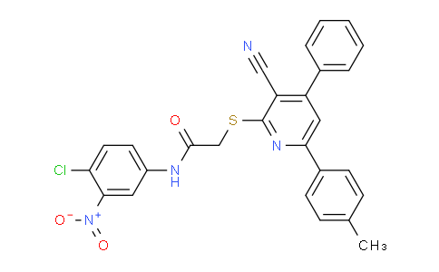 CAS No. 332171-37-6, N-(4-Chloro-3-nitrophenyl)-2-((3-cyano-4-phenyl-6-(p-tolyl)pyridin-2-yl)thio)acetamide