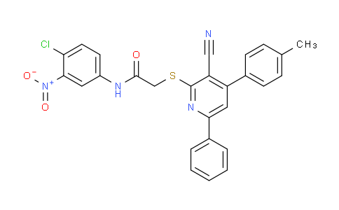 CAS No. 332161-66-7, N-(4-Chloro-3-nitrophenyl)-2-((3-cyano-6-phenyl-4-(p-tolyl)pyridin-2-yl)thio)acetamide