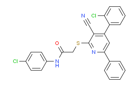 CAS No. 332128-35-5, N-(4-Chlorophenyl)-2-((4-(2-chlorophenyl)-3-cyano-6-phenylpyridin-2-yl)thio)acetamide