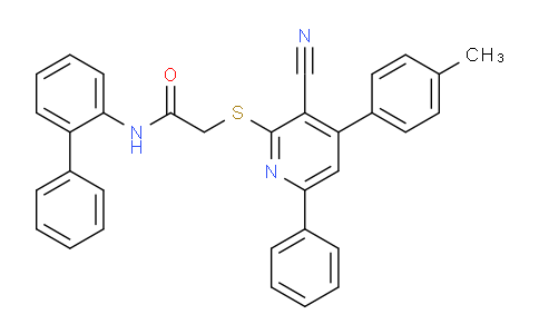 CAS No. 332127-77-2, N-([1,1'-Biphenyl]-2-yl)-2-((3-cyano-6-phenyl-4-(p-tolyl)pyridin-2-yl)thio)acetamide