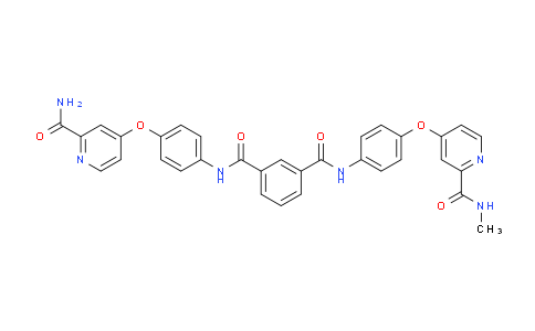 CAS No. 1334499-71-6, N1-(4-((2-Carbamoylpyridin-4-yl)oxy)phenyl)-N3-(4-((2-(methylcarbamoyl)pyridin-4-yl)oxy)phenyl)isophthalamide