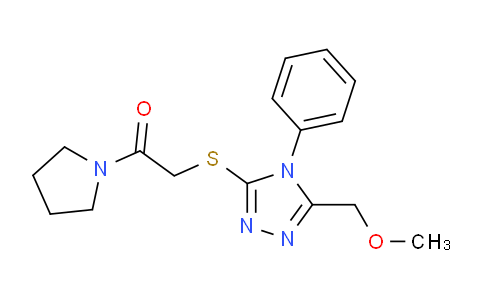 CAS No. 881595-76-2, 2-((5-(Methoxymethyl)-4-phenyl-4H-1,2,4-triazol-3-yl)thio)-1-(pyrrolidin-1-yl)ethanone