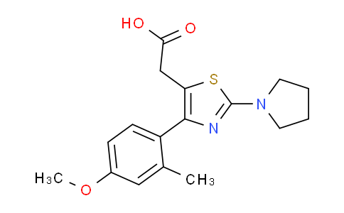 CAS No. 1443291-77-7, 2-(4-(4-Methoxy-2-methylphenyl)-2-(pyrrolidin-1-yl)thiazol-5-yl)acetic acid