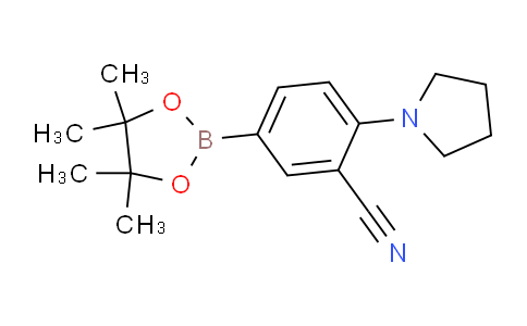 CAS No. 1351502-30-1, 2-(Pyrrolidin-1-yl)-5-(4,4,5,5-tetramethyl-1,3,2-dioxaborolan-2-yl)benzonitrile
