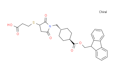 CAS No. 1951435-87-2, 3-((1-((trans-4-(((9H-fluoren-9-yl)methoxy)carbonyl)cyclohexyl)methyl)-2,5-dioxopyrrolidin-3-yl)thio)propanoic acid