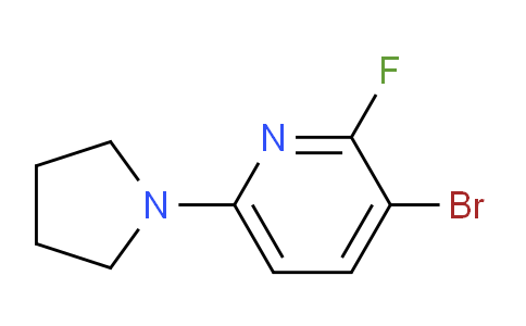 CAS No. 1228666-43-0, 3-Bromo-2-fluoro-6-(pyrrolidin-1-yl)pyridine