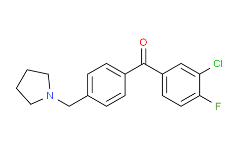 CAS No. 898776-59-5, 3-Chloro-4-fluoro-4'-pyrrolidinomethyl benzophenone