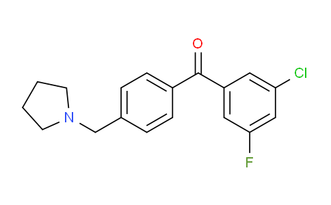 CAS No. 898776-75-5, 3-Chloro-5-fluoro-4'-pyrrolidinomethyl benzophenone