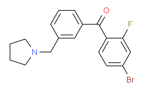 CAS No. 898770-68-8, 4-Bromo-2-fluoro-3'-pyrrolidinomethyl benzophenone