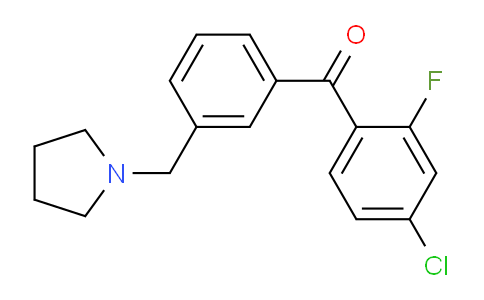 CAS No. 898770-74-6, 4-Chloro-2-fluoro-3'-pyrrolidinomethyl benzophenone