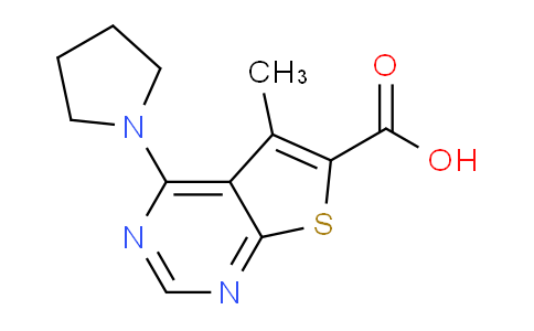 CAS No. 878657-14-8, 5-Methyl-4-(pyrrolidin-1-yl)thieno[2,3-d]pyrimidine-6-carboxylic acid