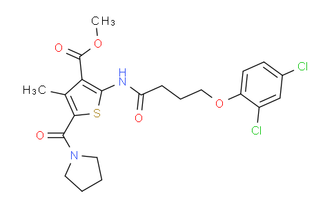 CAS No. 335408-47-4, Methyl 2-(4-(2,4-dichlorophenoxy)butanamido)-4-methyl-5-(pyrrolidine-1-carbonyl)thiophene-3-carboxylate