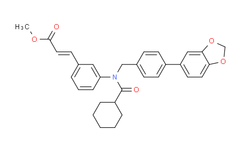 CAS No. 574013-67-5, (E)-Methyl 3-(3-(N-(4-(benzo[d][1,3]dioxol-5-yl)benzyl)cyclohexanecarboxamido)phenyl)acrylate