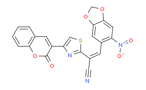 CAS No. 332177-38-5, (Z)-3-(6-Nitrobenzo[d][1,3]dioxol-5-yl)-2-(4-(2-oxo-2H-chromen-3-yl)thiazol-2-yl)acrylonitrile