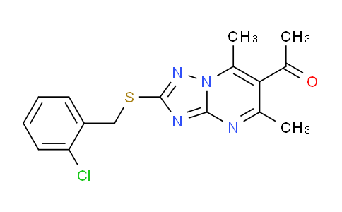 CAS No. 886152-78-9, 1-(2-((2-Chlorobenzyl)thio)-5,7-dimethyl-[1,2,4]triazolo[1,5-a]pyrimidin-6-yl)ethanone