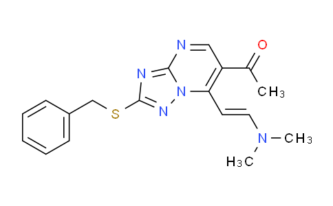 CAS No. 1306753-48-9, 1-(2-(Benzylthio)-7-(2-(dimethylamino)vinyl)-[1,2,4]triazolo[1,5-a]pyrimidin-6-yl)ethanone