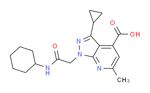 CAS No. 1018052-92-0, 1-(2-(Cyclohexylamino)-2-oxoethyl)-3-cyclopropyl-6-methyl-1H-pyrazolo[3,4-b]pyridine-4-carboxylic acid