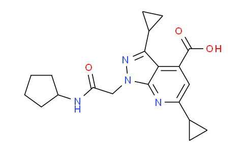 CAS No. 1018142-42-1, 1-(2-(Cyclopentylamino)-2-oxoethyl)-3,6-dicyclopropyl-1H-pyrazolo[3,4-b]pyridine-4-carboxylic acid