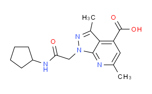 CAS No. 1011397-91-3, 1-(2-(Cyclopentylamino)-2-oxoethyl)-3,6-dimethyl-1H-pyrazolo[3,4-b]pyridine-4-carboxylic acid