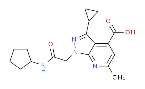 CAS No. 1018142-65-8, 1-(2-(Cyclopentylamino)-2-oxoethyl)-3-cyclopropyl-6-methyl-1H-pyrazolo[3,4-b]pyridine-4-carboxylic acid