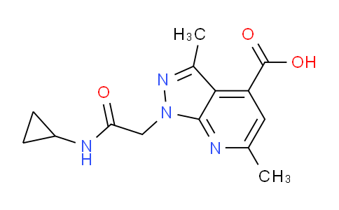 CAS No. 1011398-12-1, 1-(2-(Cyclopropylamino)-2-oxoethyl)-3,6-dimethyl-1H-pyrazolo[3,4-b]pyridine-4-carboxylic acid