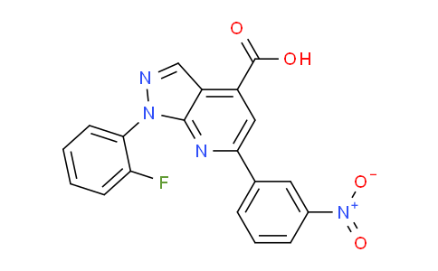 CAS No. 1011398-41-6, 1-(2-Fluorophenyl)-6-(3-nitrophenyl)-1H-pyrazolo[3,4-b]pyridine-4-carboxylic acid