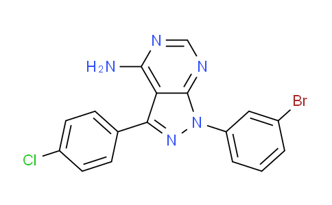 CAS No. 1380088-13-0, 1-(3-Bromophenyl)-3-(4-chlorophenyl)-1H-pyrazolo[3,4-d]pyrimidin-4-amine