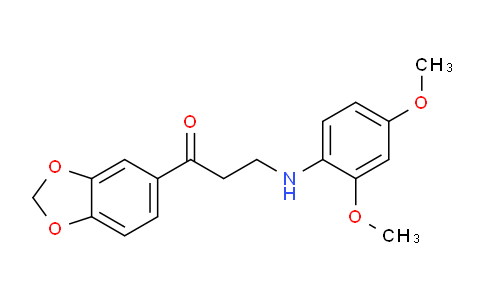CAS No. 477319-03-2, 1-(Benzo[d][1,3]dioxol-5-yl)-3-((2,4-dimethoxyphenyl)amino)propan-1-one