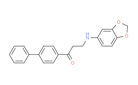CAS No. 477333-86-1, 1-([1,1'-Biphenyl]-4-yl)-3-(benzo[d][1,3]dioxol-5-ylamino)propan-1-one