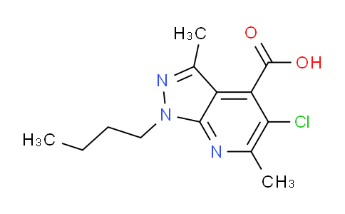 CAS No. 937597-50-7, 1-Butyl-5-chloro-3,6-dimethyl-1H-pyrazolo[3,4-b]pyridine-4-carboxylic acid