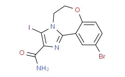 CAS No. 1451084-98-2, 10-Bromo-3-iodo-5,6-dihydrobenzo[f]imidazo[1,2-d][1,4]oxazepine-2-carboxamide