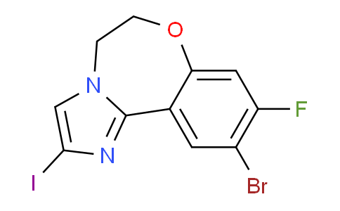 CAS No. 1401305-32-5, 10-Bromo-9-fluoro-2-iodo-5,6-dihydrobenzo[f]imidazo[1,2-d][1,4]oxazepine