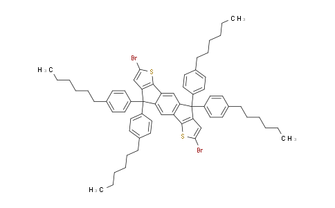 CAS No. 1049034-71-0, 2,7-Dibromo-4,4,9,9-tetrakis(4-hexylphenyl)-4,9-dihydro-s-indaceno[1,2-b:5,6-b']dithiophene