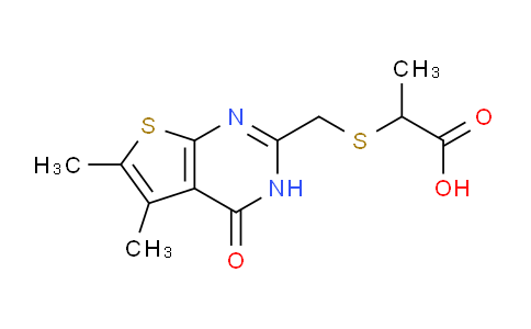 CAS No. 743440-25-7, 2-(((5,6-Dimethyl-4-oxo-3,4-dihydrothieno[2,3-d]pyrimidin-2-yl)methyl)thio)propanoic acid