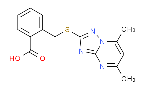 CAS No. 743445-05-8, 2-(((5,7-Dimethyl-[1,2,4]triazolo[1,5-a]pyrimidin-2-yl)thio)methyl)benzoic acid