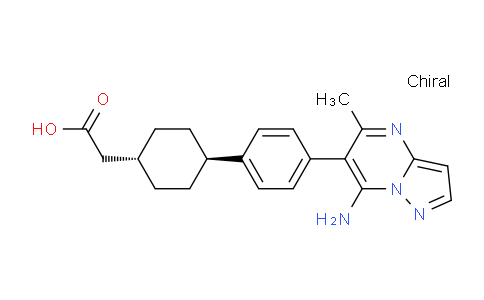 CAS No. 1031336-63-6, 2-((1R,4r)-4-(4-(7-amino-5-methylpyrazolo[1,5-a]pyrimidin-6-yl)phenyl)cyclohexyl)acetic acid