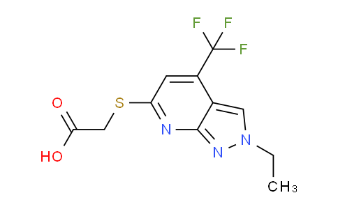 CAS No. 1018166-25-0, 2-((2-Ethyl-4-(trifluoromethyl)-2H-pyrazolo[3,4-b]pyridin-6-yl)thio)acetic acid