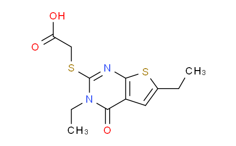 CAS No. 886500-17-0, 2-((3,6-Diethyl-4-oxo-3,4-dihydrothieno[2,3-d]pyrimidin-2-yl)thio)acetic acid