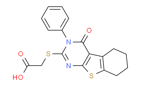 CAS No. 59898-76-9, 2-((4-Oxo-3-phenyl-3,4,5,6,7,8-hexahydrobenzo[4,5]thieno[2,3-d]pyrimidin-2-yl)thio)acetic acid