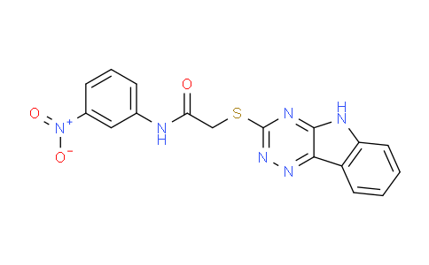CAS No. 332157-61-6, 2-((5H-[1,2,4]Triazino[5,6-b]indol-3-yl)thio)-N-(3-nitrophenyl)acetamide