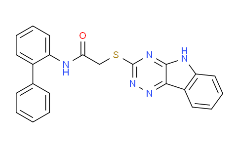CAS No. 332384-83-5, 2-((5H-[1,2,4]Triazino[5,6-b]indol-3-yl)thio)-N-([1,1'-biphenyl]-2-yl)acetamide