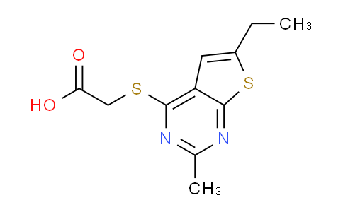 CAS No. 878709-05-8, 2-((6-Ethyl-2-methylthieno[2,3-d]pyrimidin-4-yl)thio)acetic acid