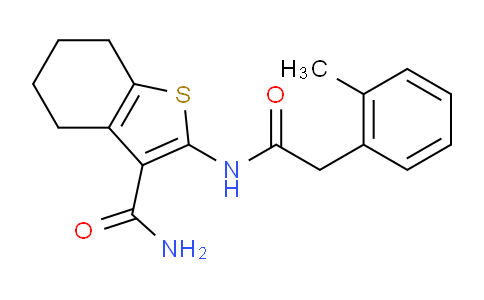CAS No. 448911-05-5, 2-(2-(o-Tolyl)acetamido)-4,5,6,7-tetrahydrobenzo[b]thiophene-3-carboxamide