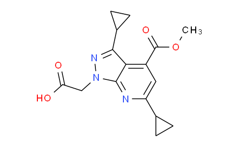 CAS No. 1018051-85-8, 2-(3,6-Dicyclopropyl-4-(methoxycarbonyl)-1H-pyrazolo[3,4-b]pyridin-1-yl)acetic acid