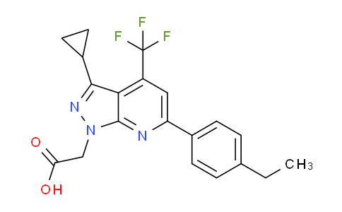 CAS No. 1018143-88-8, 2-(3-Cyclopropyl-6-(4-ethylphenyl)-4-(trifluoromethyl)-1H-pyrazolo[3,4-b]pyridin-1-yl)acetic acid