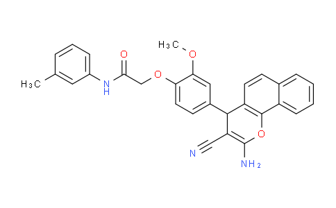 CAS No. 336180-00-8, 2-(4-(2-Amino-3-cyano-4H-benzo[h]chromen-4-yl)-2-methoxyphenoxy)-N-(m-tolyl)acetamide