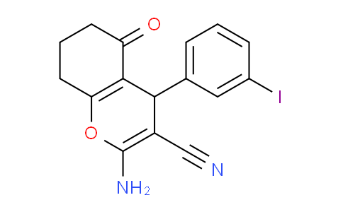 CAS No. 296798-10-2, 2-Amino-4-(3-iodophenyl)-5-oxo-5,6,7,8-tetrahydro-4H-chromene-3-carbonitrile