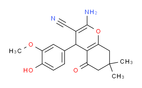 CAS No. 242480-90-6, 2-Amino-4-(4-hydroxy-3-methoxyphenyl)-7,7-dimethyl-5-oxo-5,6,7,8-tetrahydro-4H-chromene-3-carbonitrile