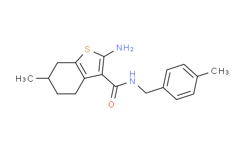 CAS No. 725226-64-2, 2-Amino-6-methyl-N-(4-methylbenzyl)-4,5,6,7-tetrahydrobenzo[b]thiophene-3-carboxamide