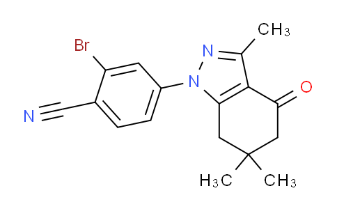CAS No. 908111-29-5, 2-Bromo-4-(3,6,6-trimethyl-4-oxo-4,5,6,7-tetrahydro-1H-indazol-1-yl)benzonitrile